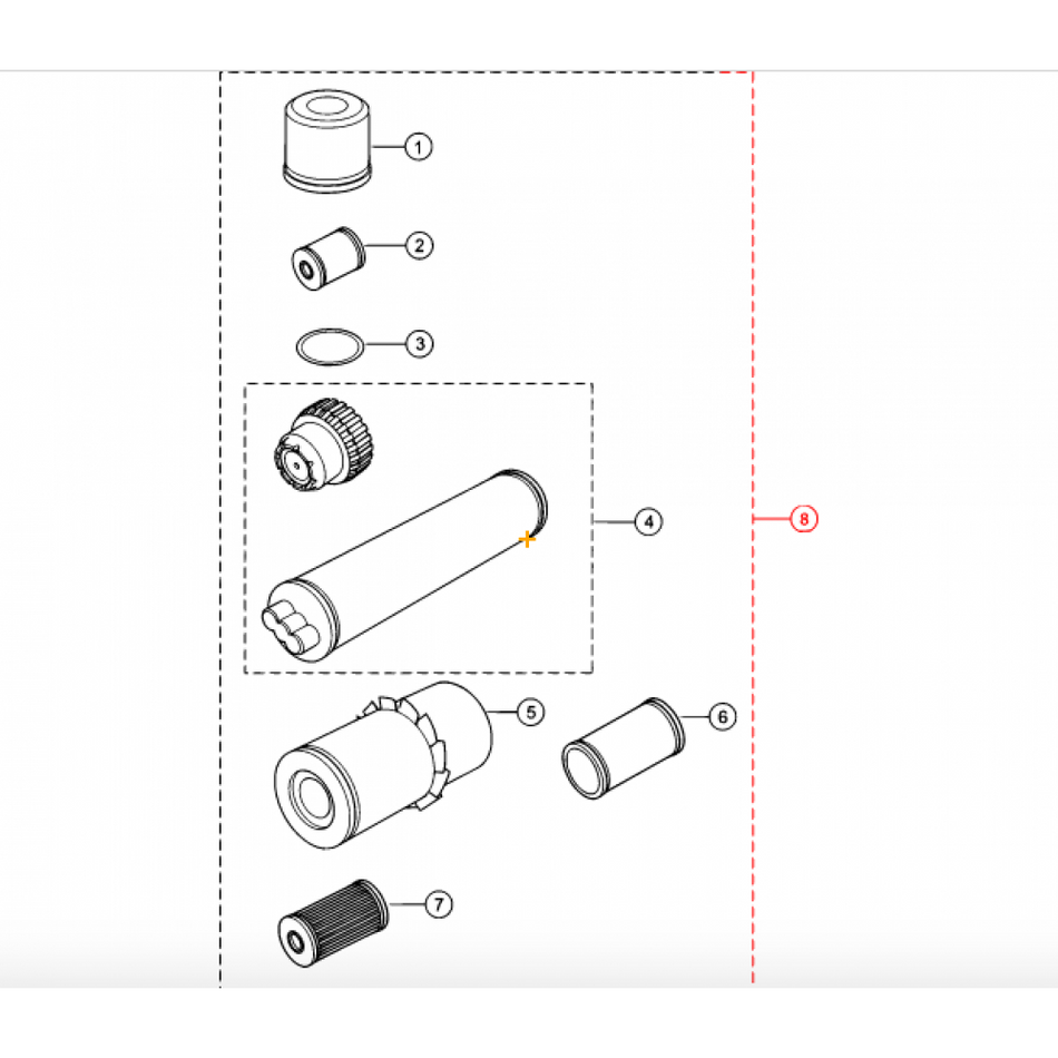 Filter Kit 500 Hours for Multiquip Rammax RX1575 Trench Rollers 4-760099