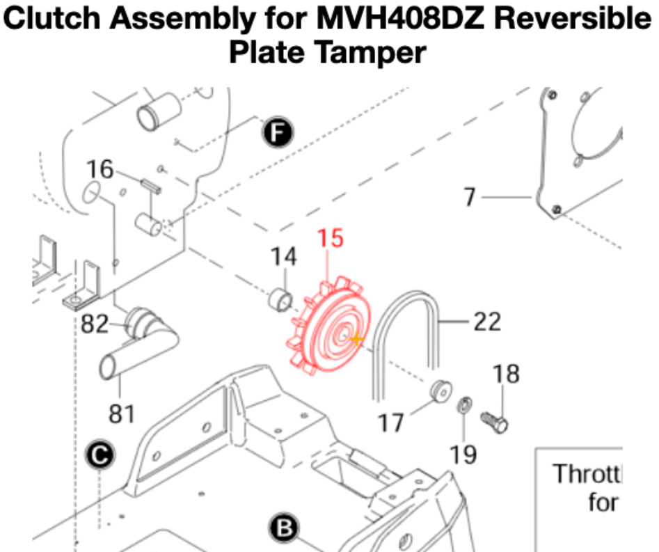 Clutch Assembly for MVH408DZ Reversible Plate Tamper by Multiquip Mikasa 468352380